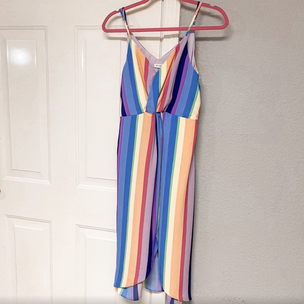Blu Pepper Multicolor Rainbow Striped Dress